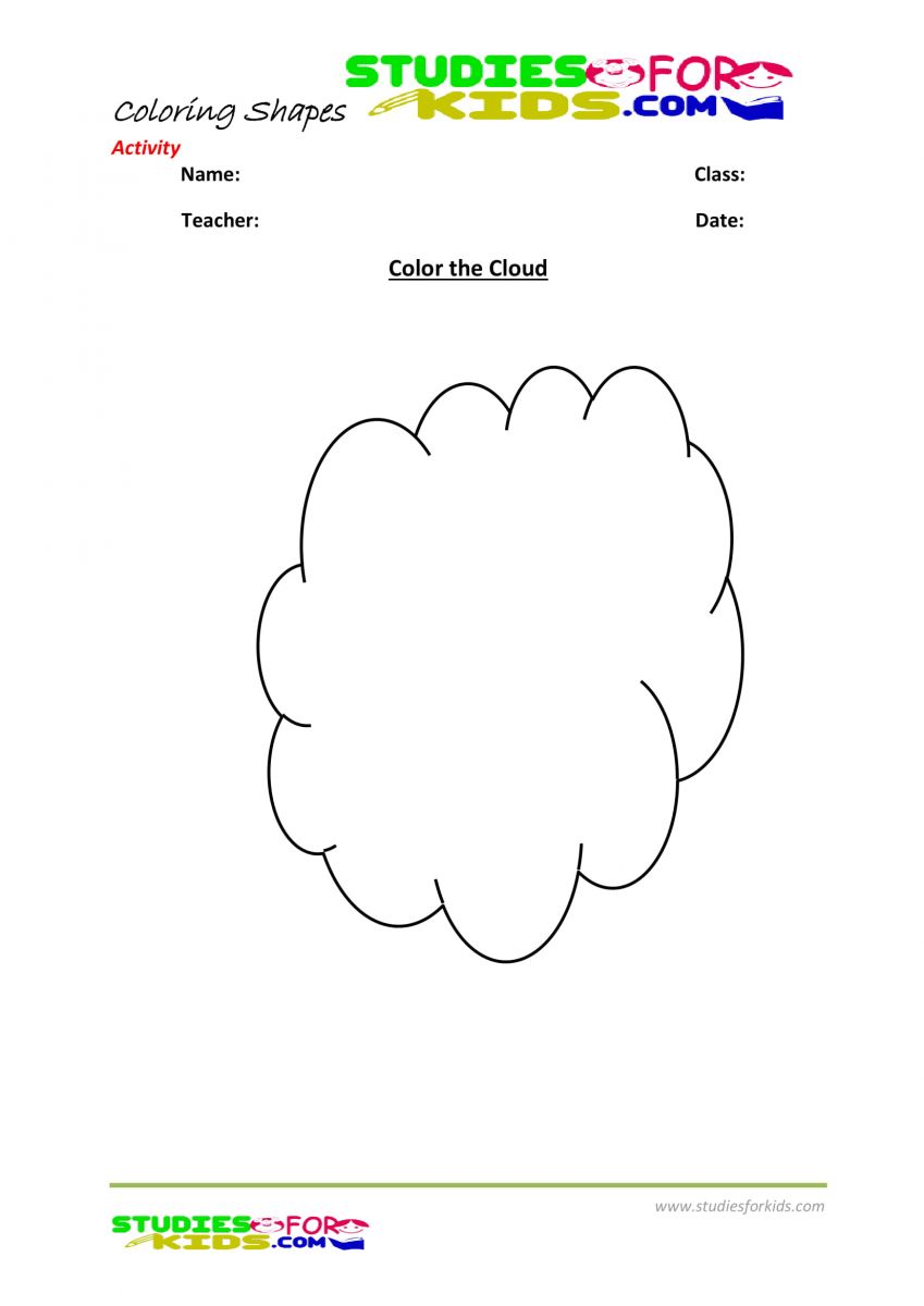 shapes coloring pages kindergarten- cloud