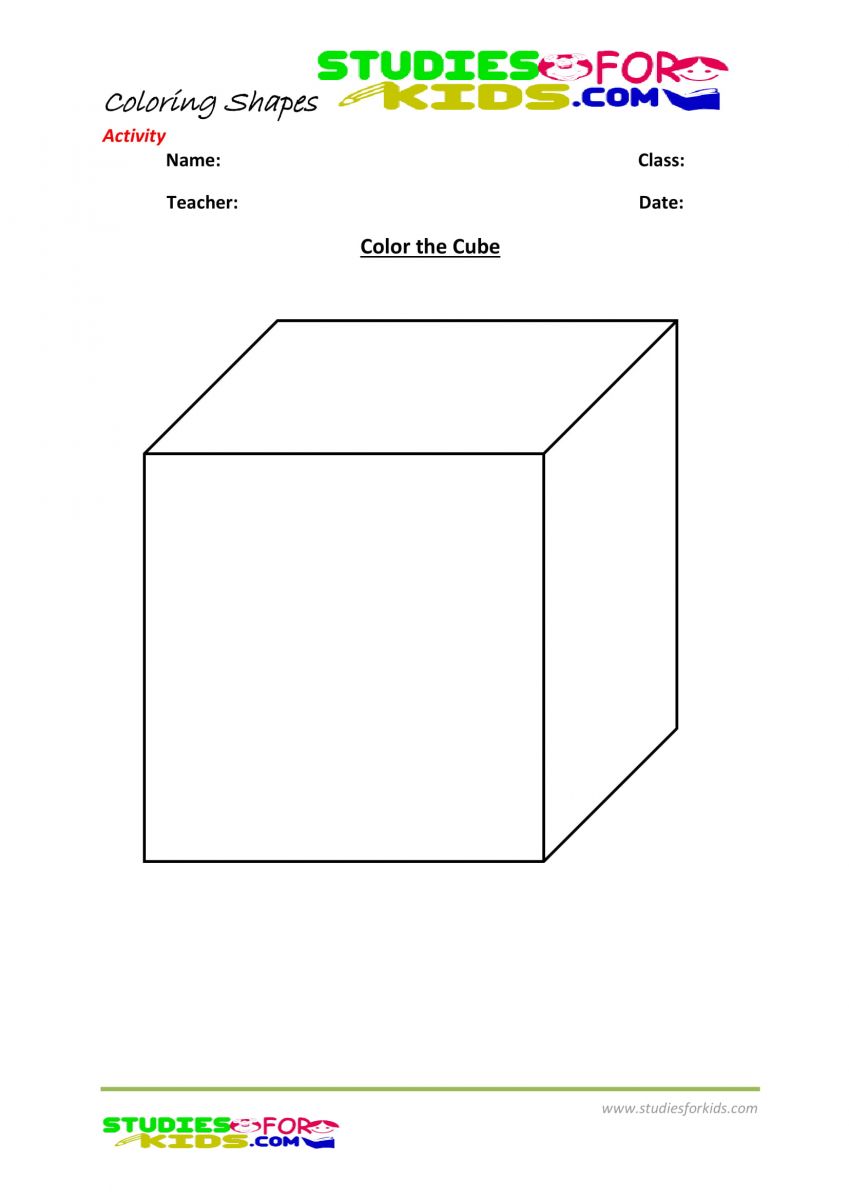  geometric shapes coloring pages kindergarten- cube