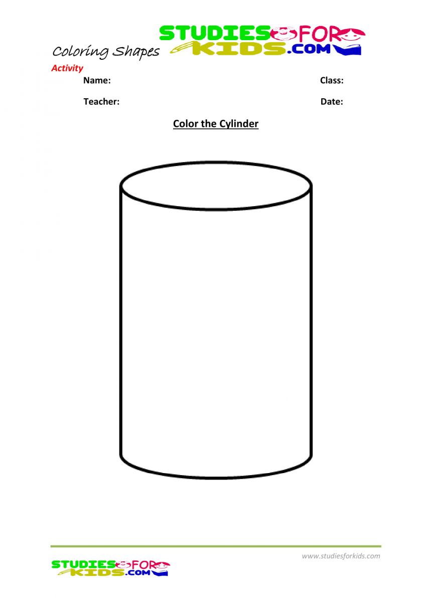 Preschool shapes coloring pages pdf- Cylinder 