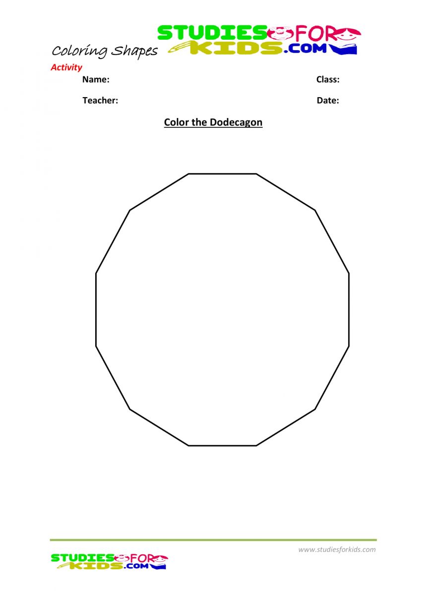 Preschool shapes coloring pages pdf- Dodecagon