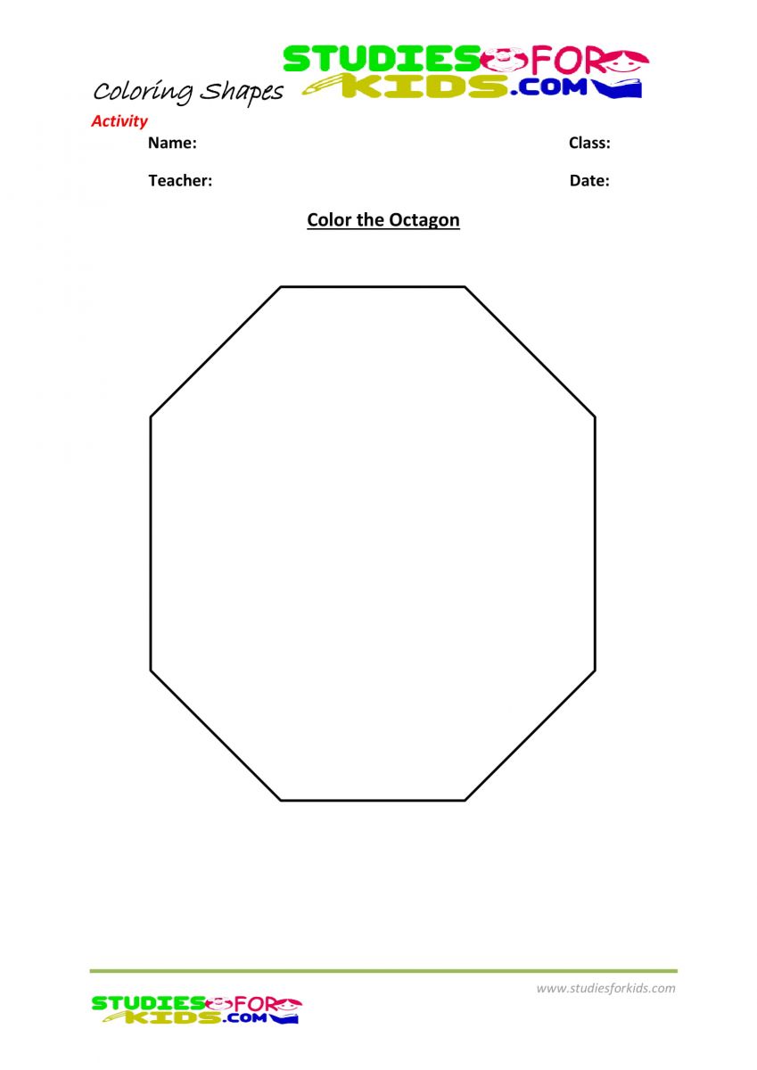 Preschool shapes coloring pages pdf- Color the Octagon