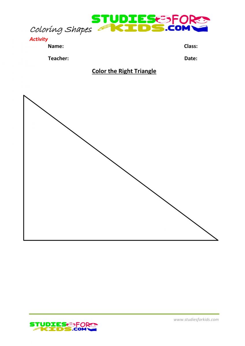 shapes coloring pages pdf- right triangle 