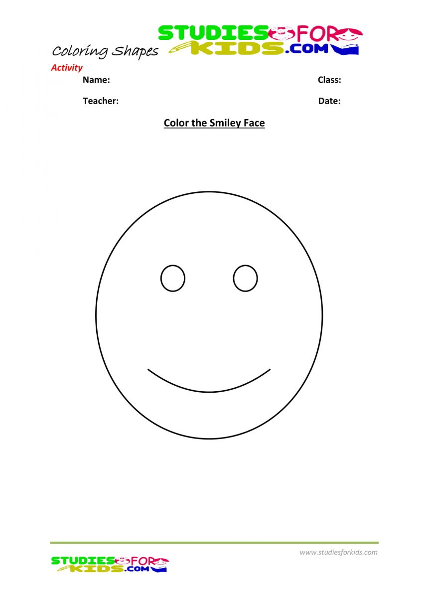 Coloring pages pdf shapes- color smiley face