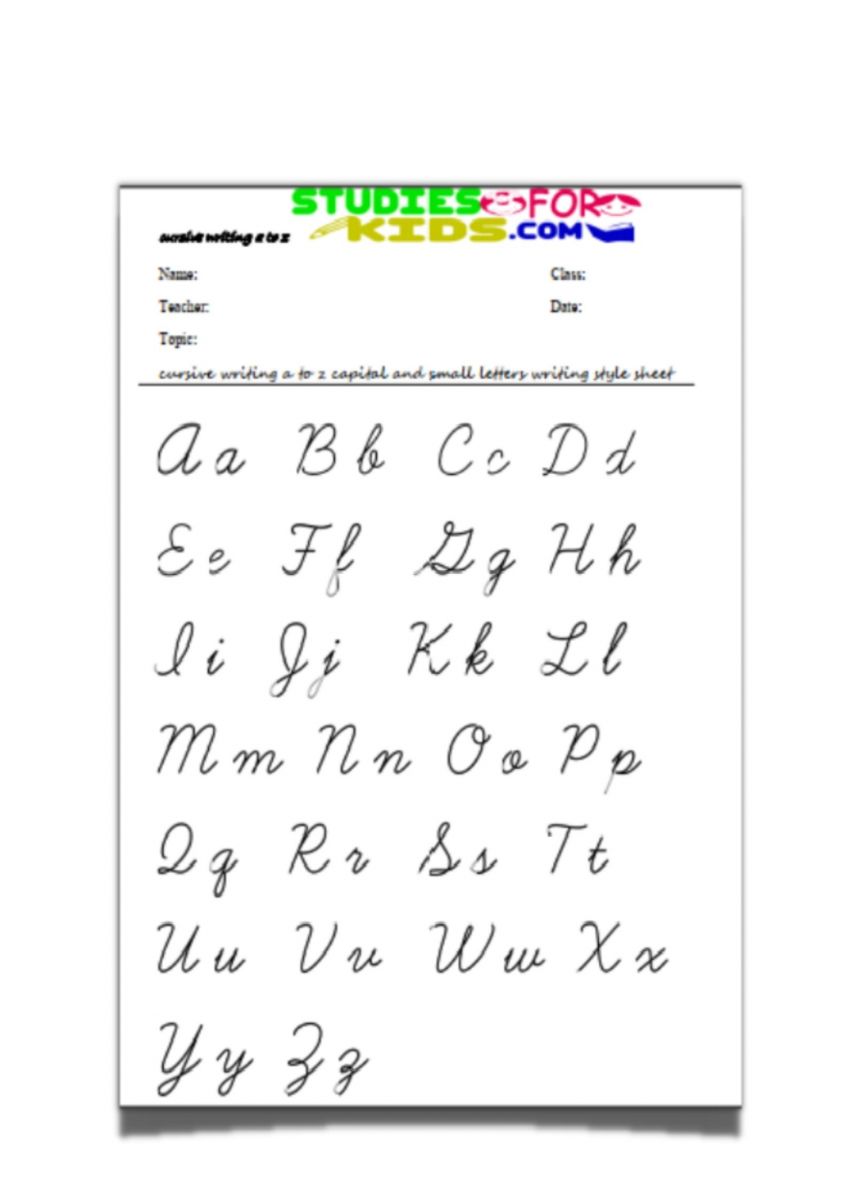 Free printable printable cursive writing worksheets capital and small pdf writing style