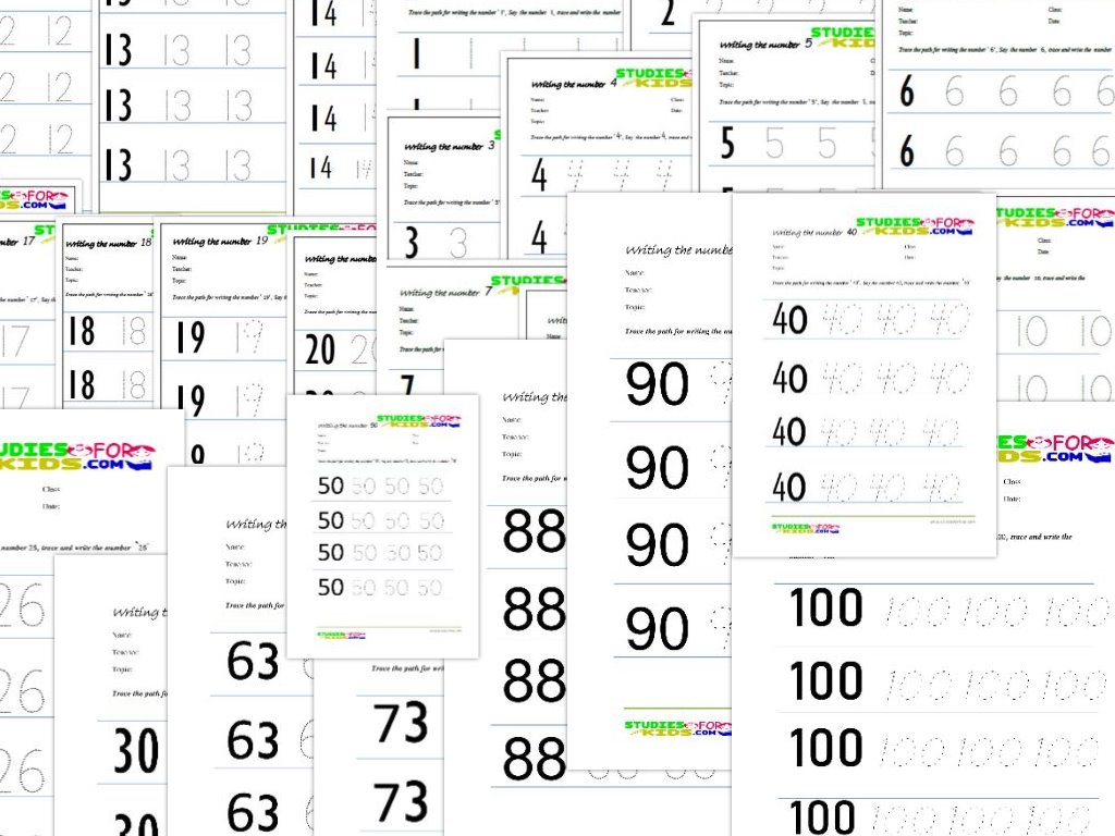 kids Trace numbers worksheet 1-100 PDF downloads ...