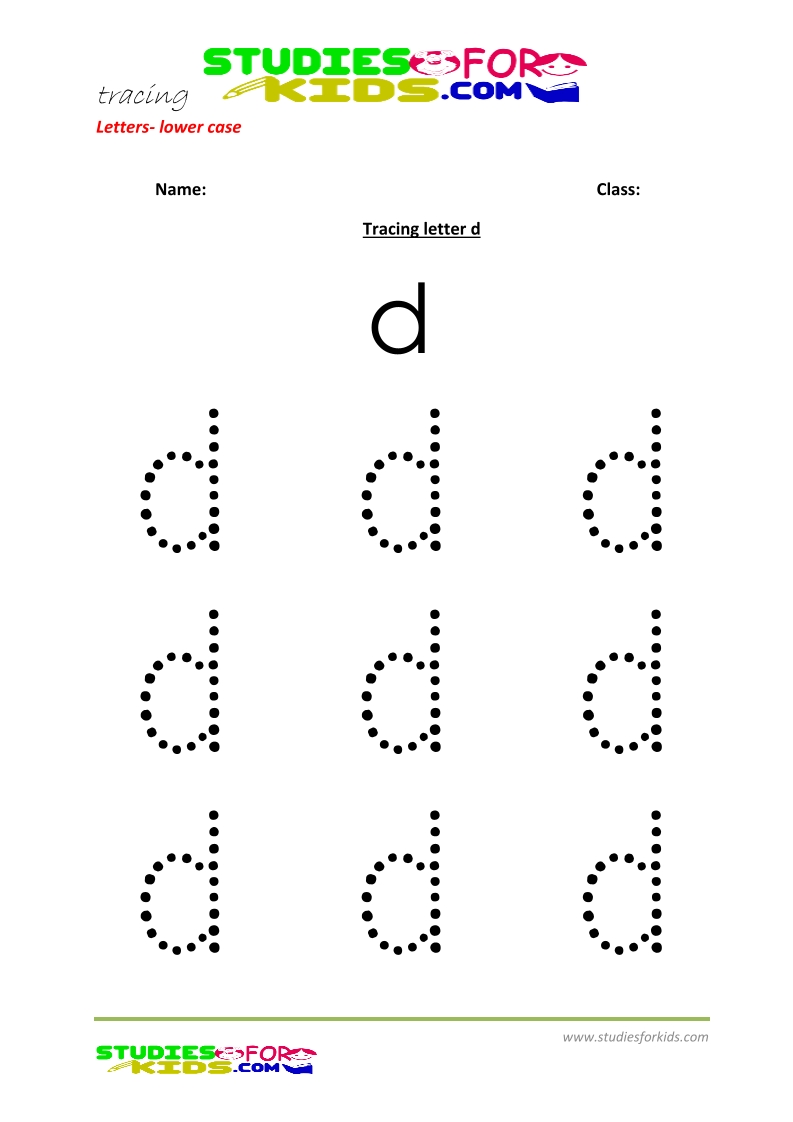 Tracing letters worksheets free Letter - small letters d .pdf