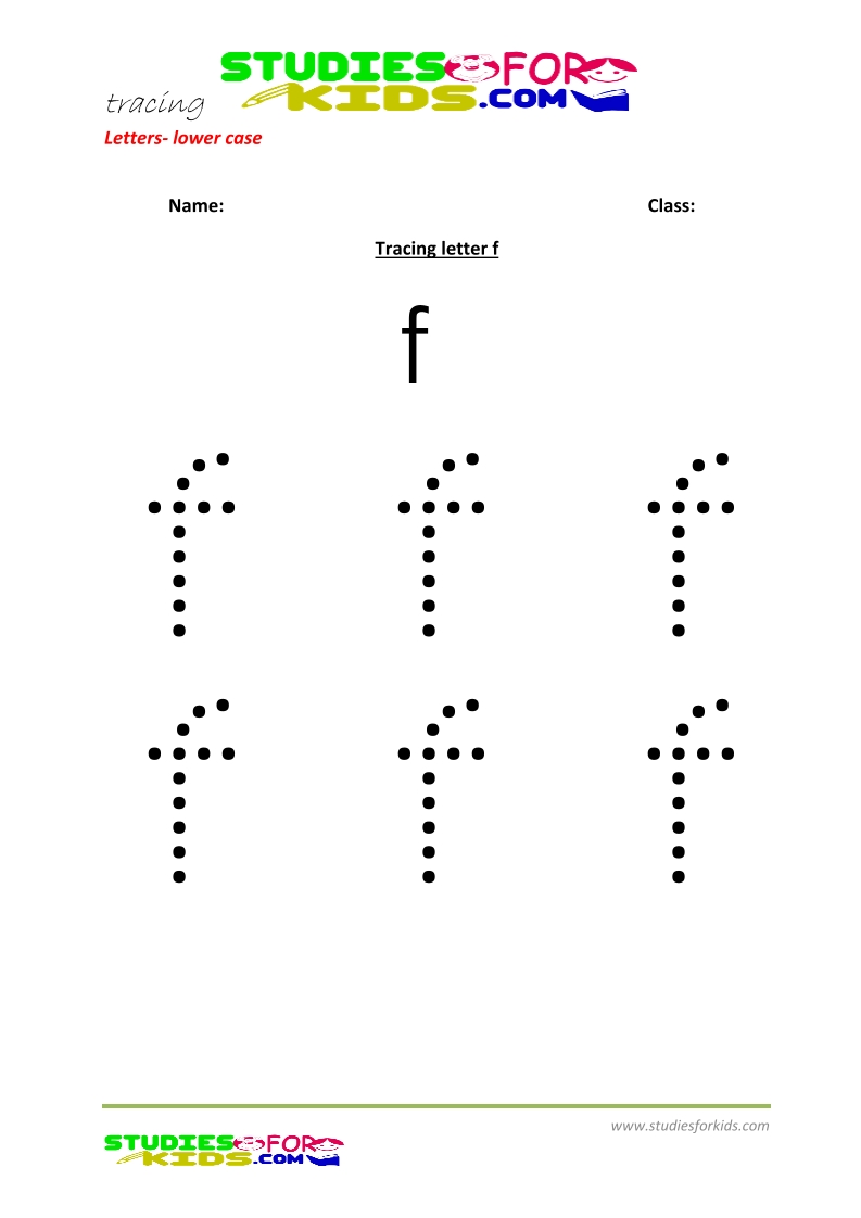 Tracing letters worksheets free Letter - small letters f .pdf