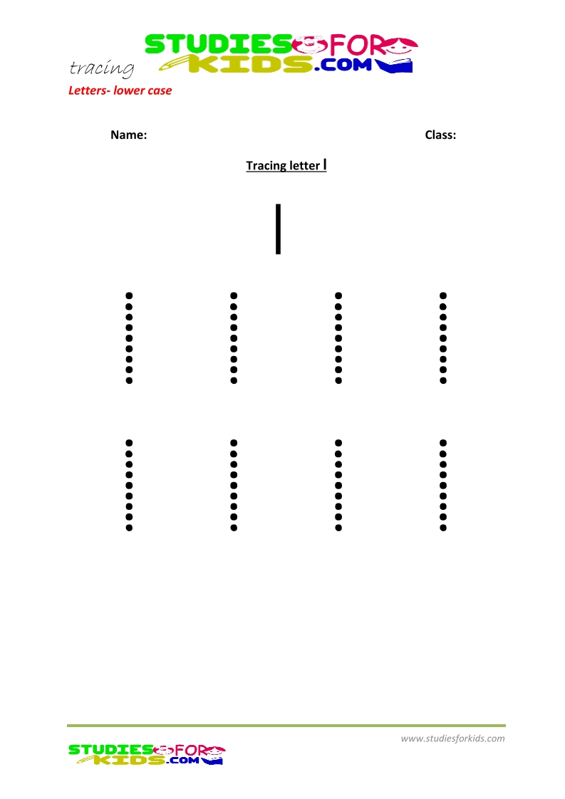 Tracing letters worksheets free Letter - small letters l .pdf