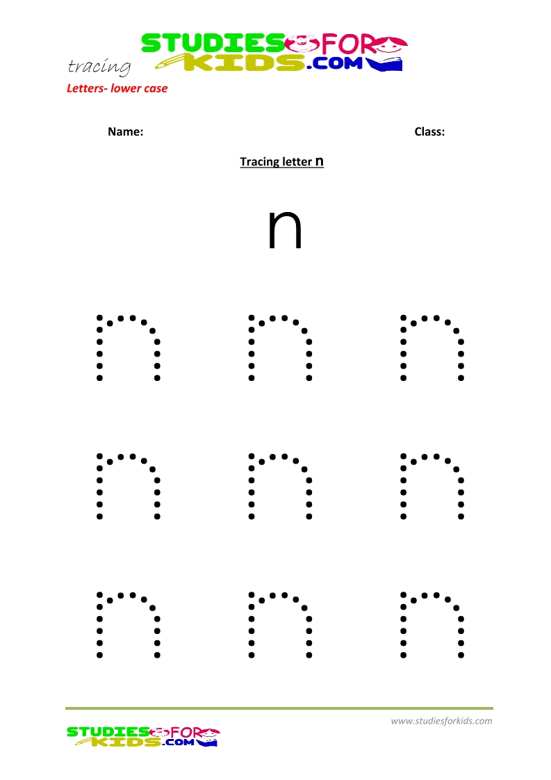 Tracing letters worksheets free Letter - small letters n .pdf