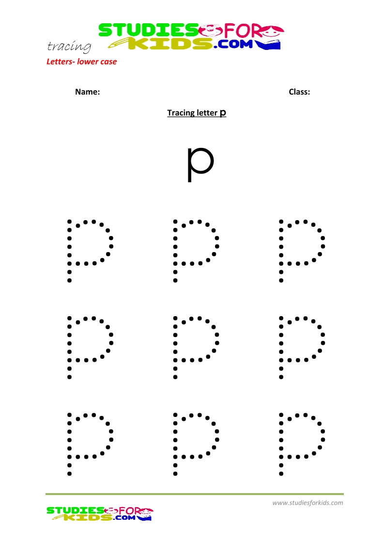 Tracing letters worksheets free Letter - small letters p .pdf