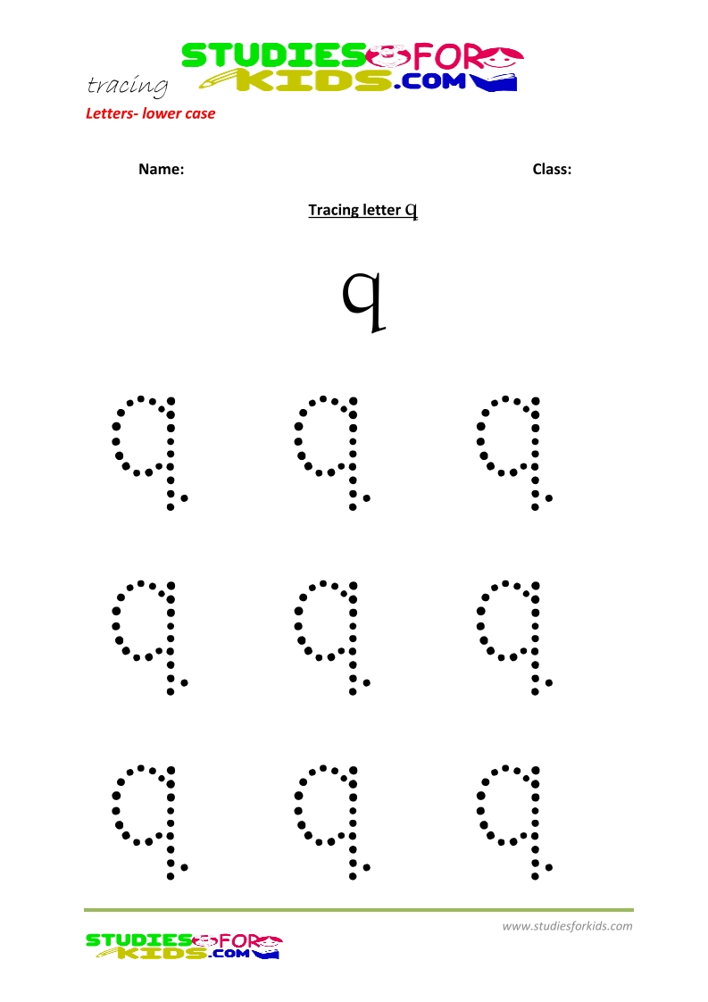 Tracing letters worksheets free Letter - small letters q .pdf