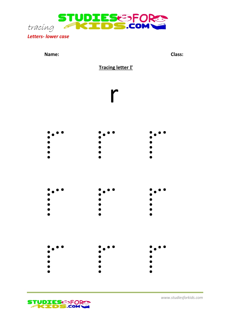Tracing letters worksheets free Letter - small letters r .pdf