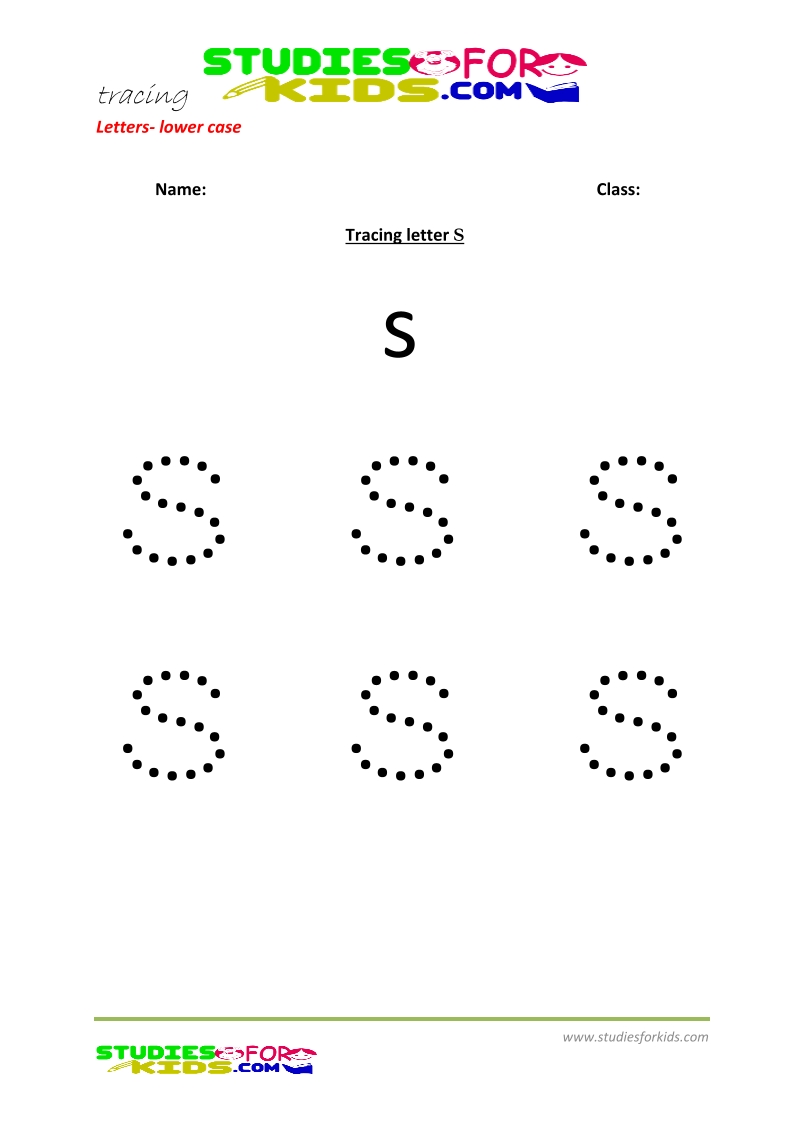Tracing letters worksheets free Letter - small letters s .pdf
