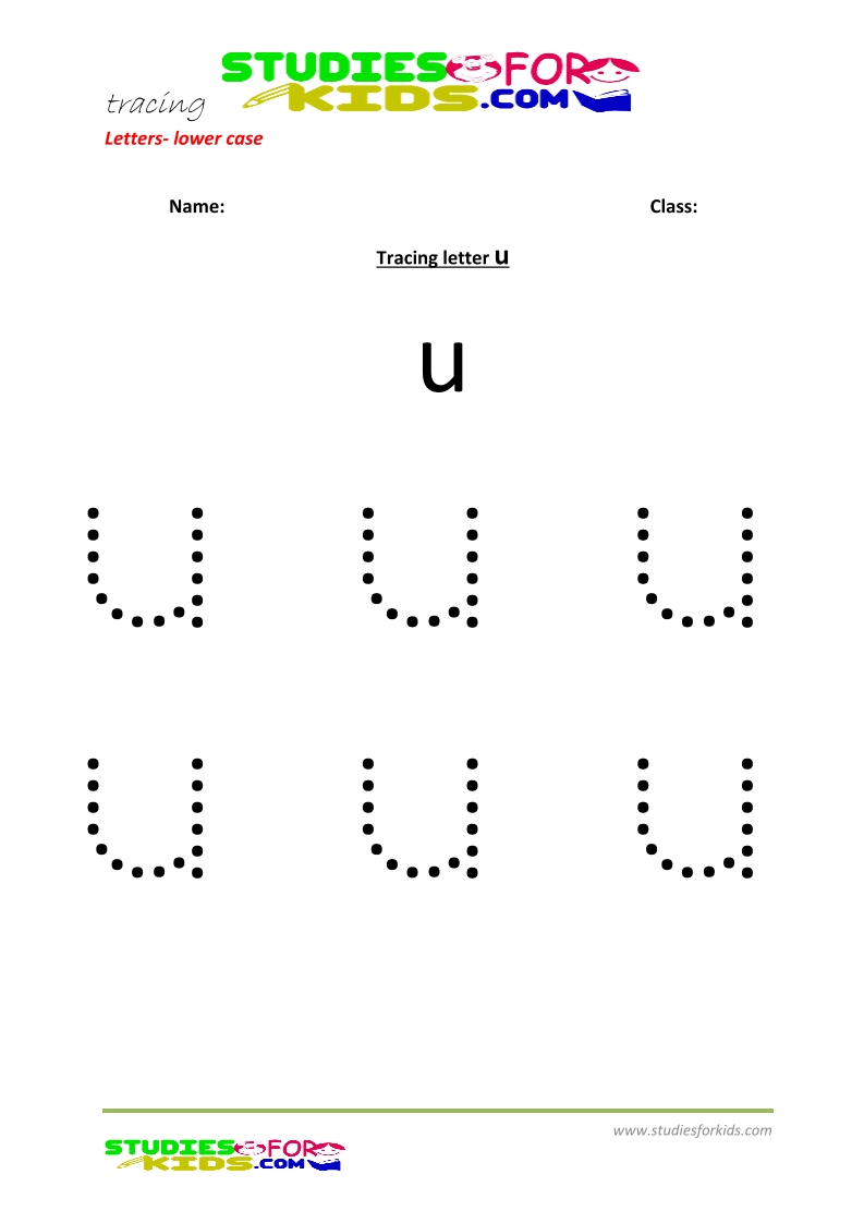 Tracing letters worksheets free Letter - small letters u .pdf