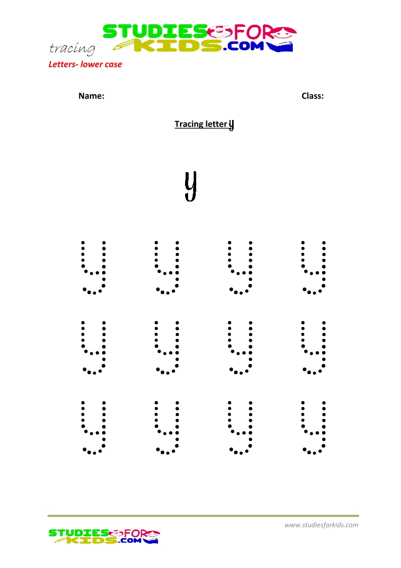 Tracing letters worksheets free Letter - small letters y .pdf