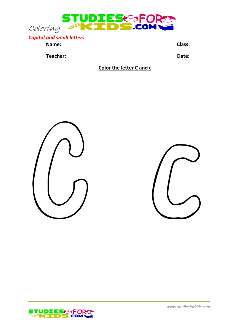 abc coloring pages pdf capital and small letters- Letter c