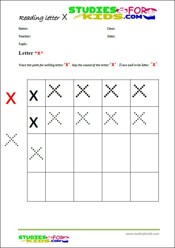alphabet worksheets for kids-letter x