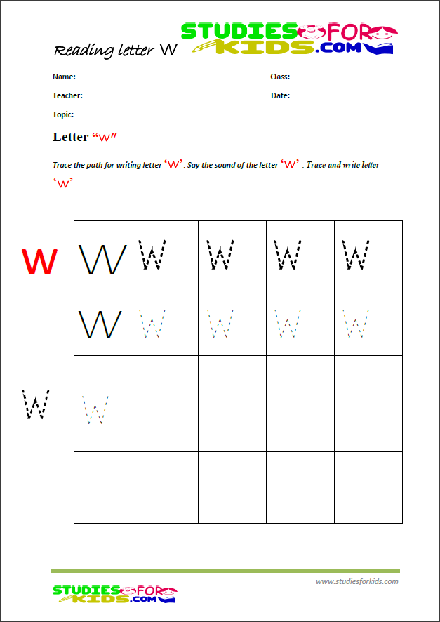 alphabet worksheets for preschoolers letter w-writting worksheets