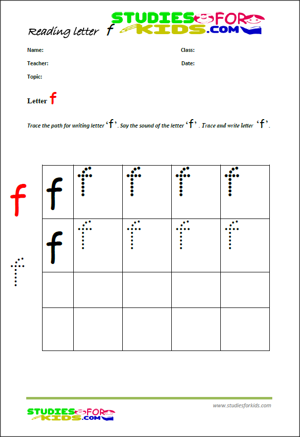 free printable handwriting worksheets -letter F