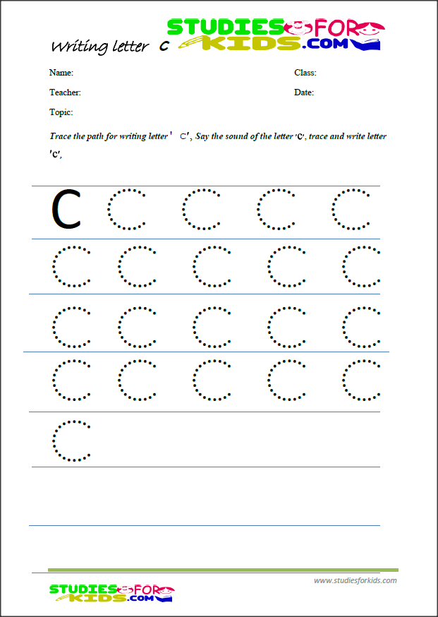letter writing worksheets -letter c