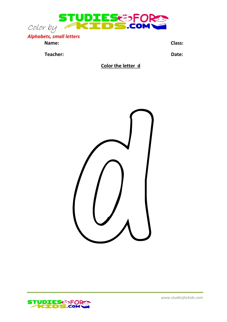 small letter coloring pages printable- letter d