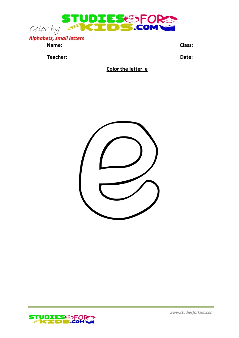 small letter coloring pages printable- letter e
