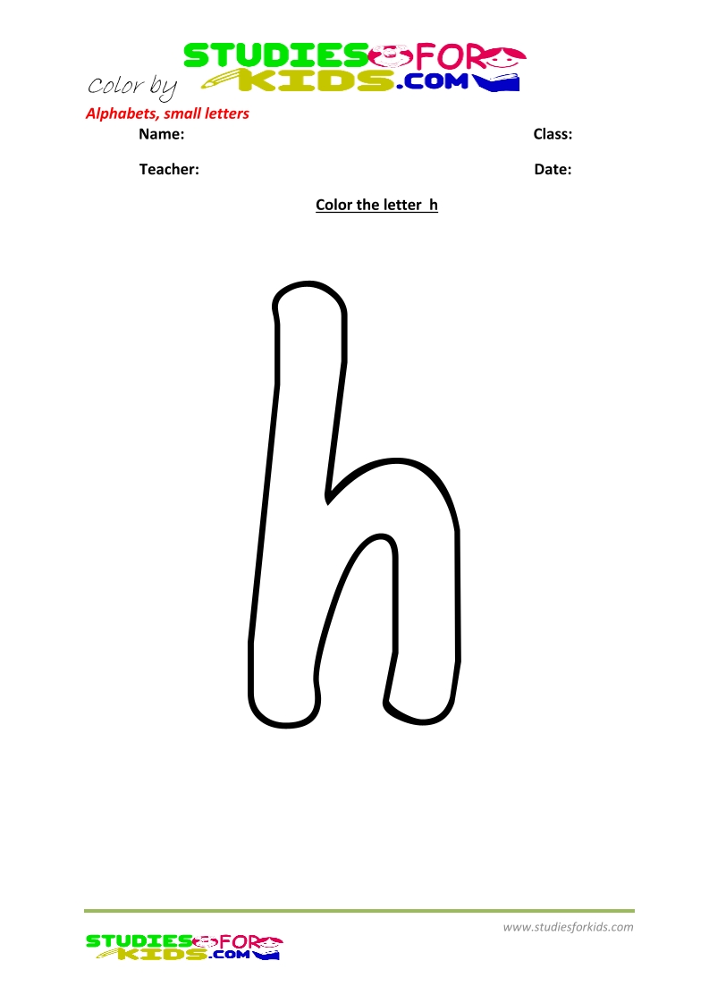 small letter coloring pages printable- letter h