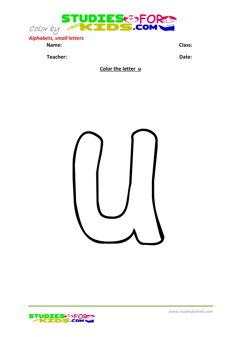 small alphabet letter coloring pages printable- letter u