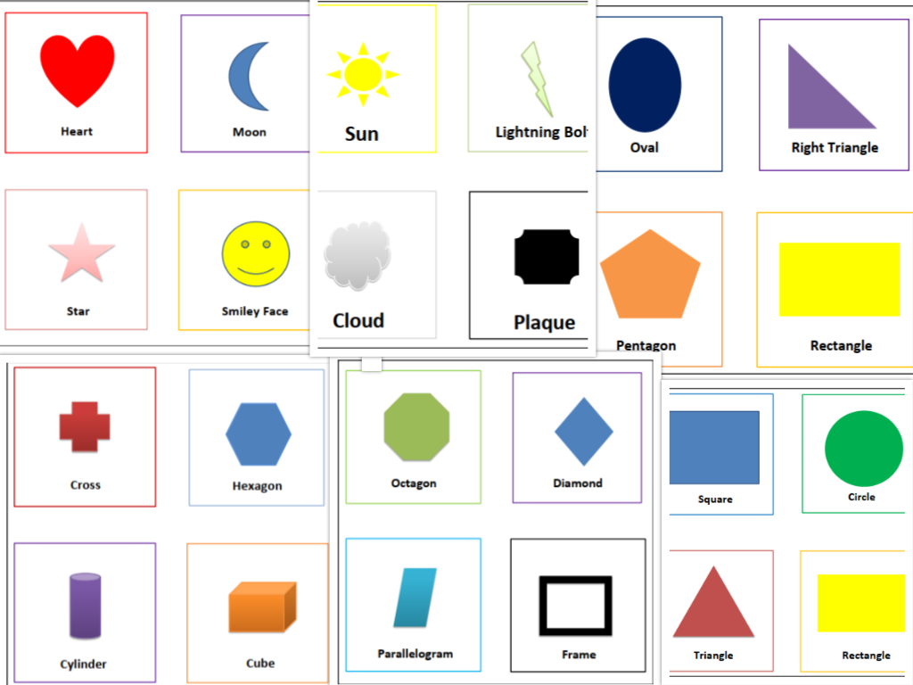 free printable shapes flash cards for kids