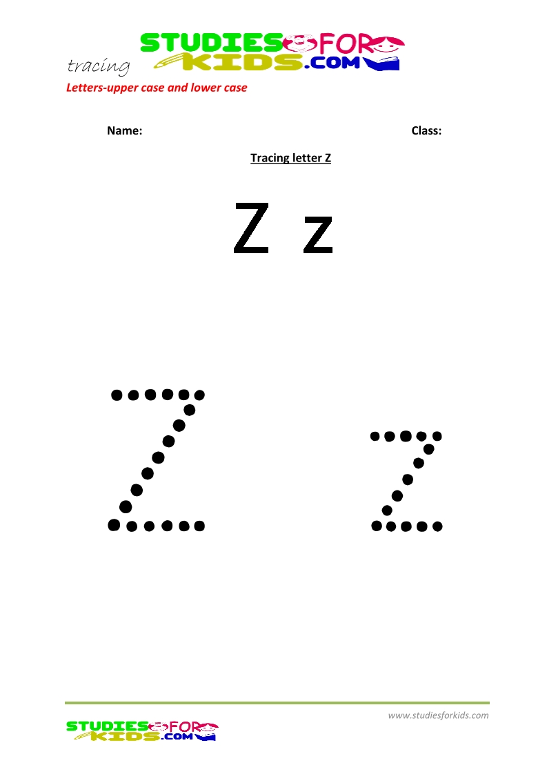 worksheets for tracing letters  upper and lower case  Z .pdf